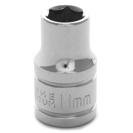 PERFORMANCE TOOL Chrome Socket, 1/2" Drive, 11mm, 6 Point, Shallow W32211